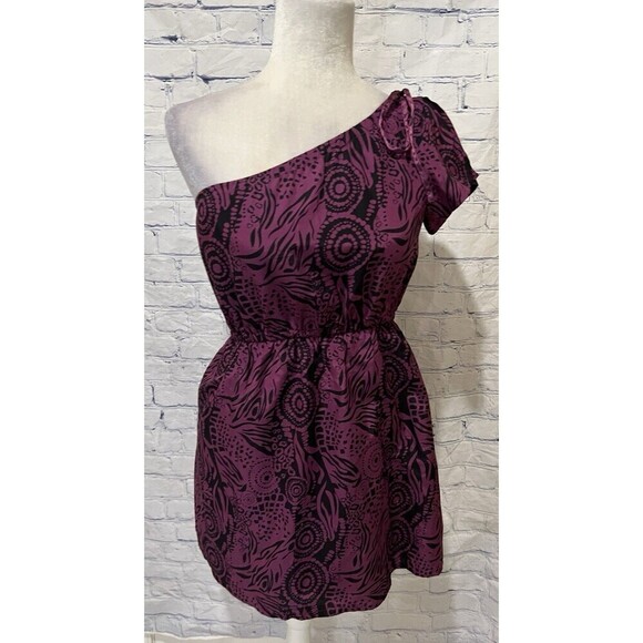 Red By Marc Ecko One Shoulder Dress Pink And Black Silk Blend Size Small - Picture 1 of 7
